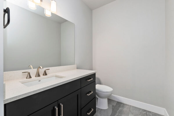 modern white bathroom in custom home