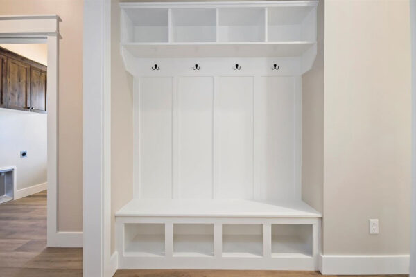 entry way storage in new custom home