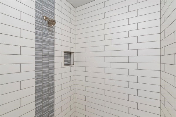 white tile shower