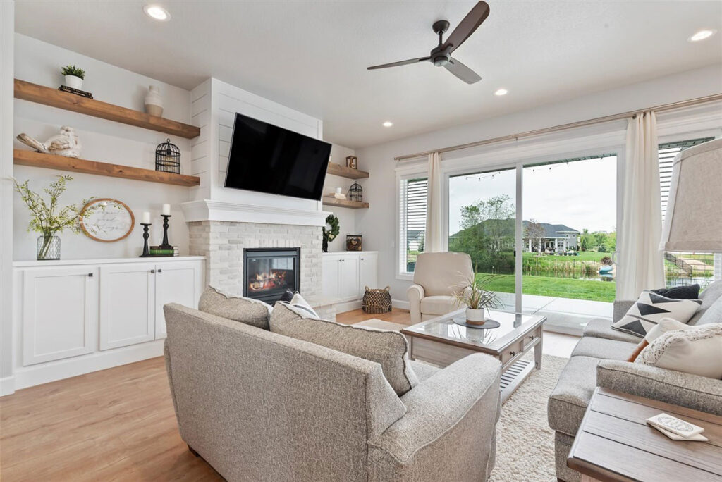 living room with large windows
