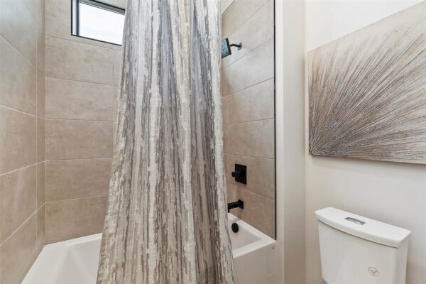 decorated bathroom in custom home