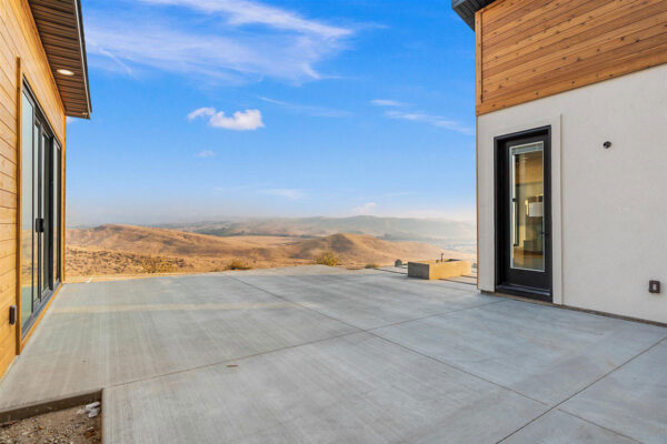 cement patio overlooking hills