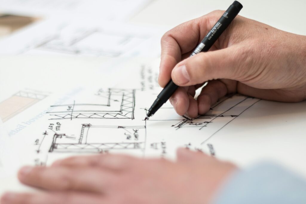 Architect drawing a custom home design.