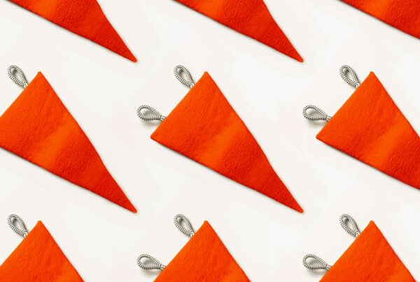 Red flags on a white background